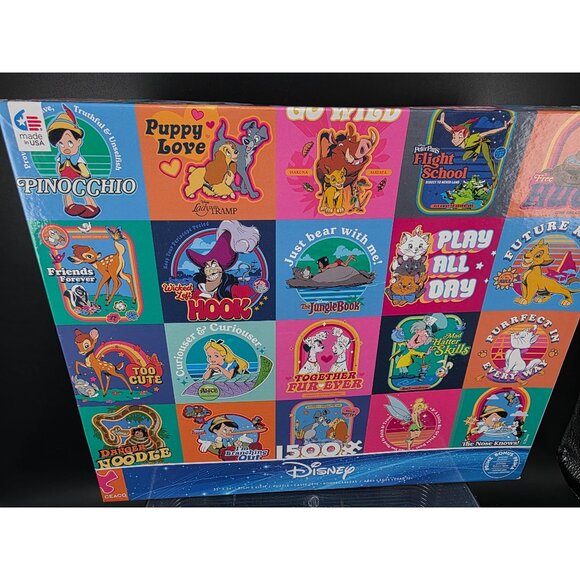 Disney 1500pc Jigsaw Pinocchio Lady Tramp Alice in Wonderland Retro 32x24 Puzzle - Picture 2 of 4